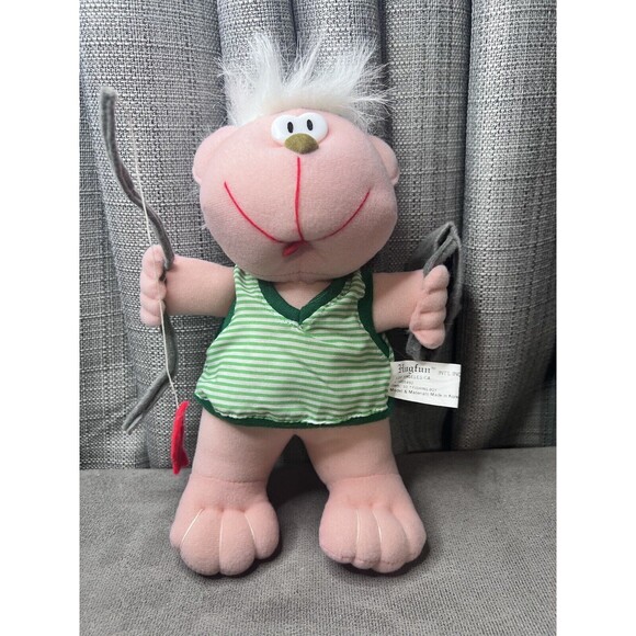 VTG Hugfun Fishing Boy Plush Stuffed Toy Pole Basket White Hair 10 Inch Clothes - Picture 11 of 16